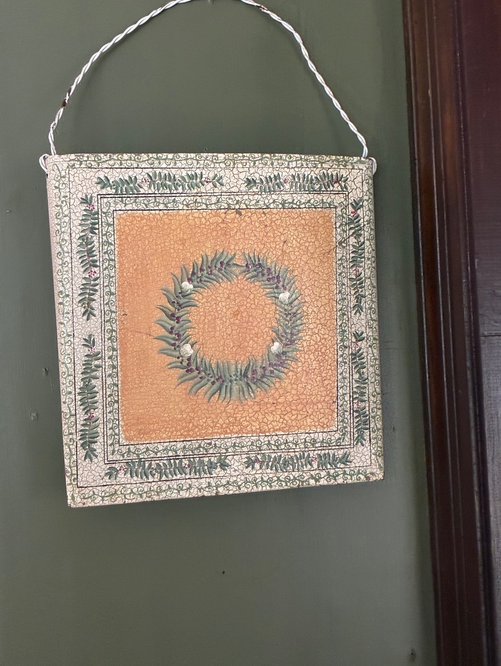 Vintage Hand-Painted Hanging Decorative Wall Pocket container